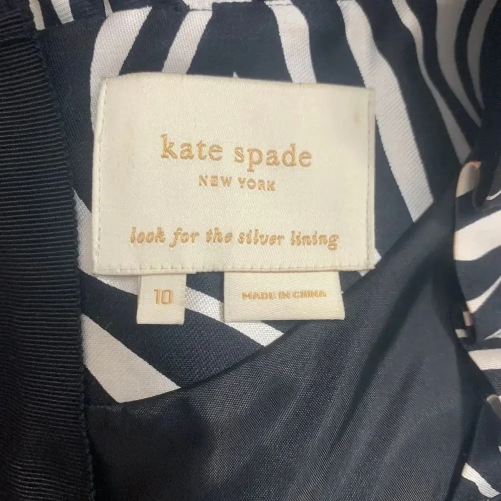 Kate Spade Dyan Woodblock Zebra‎ Black White Dress